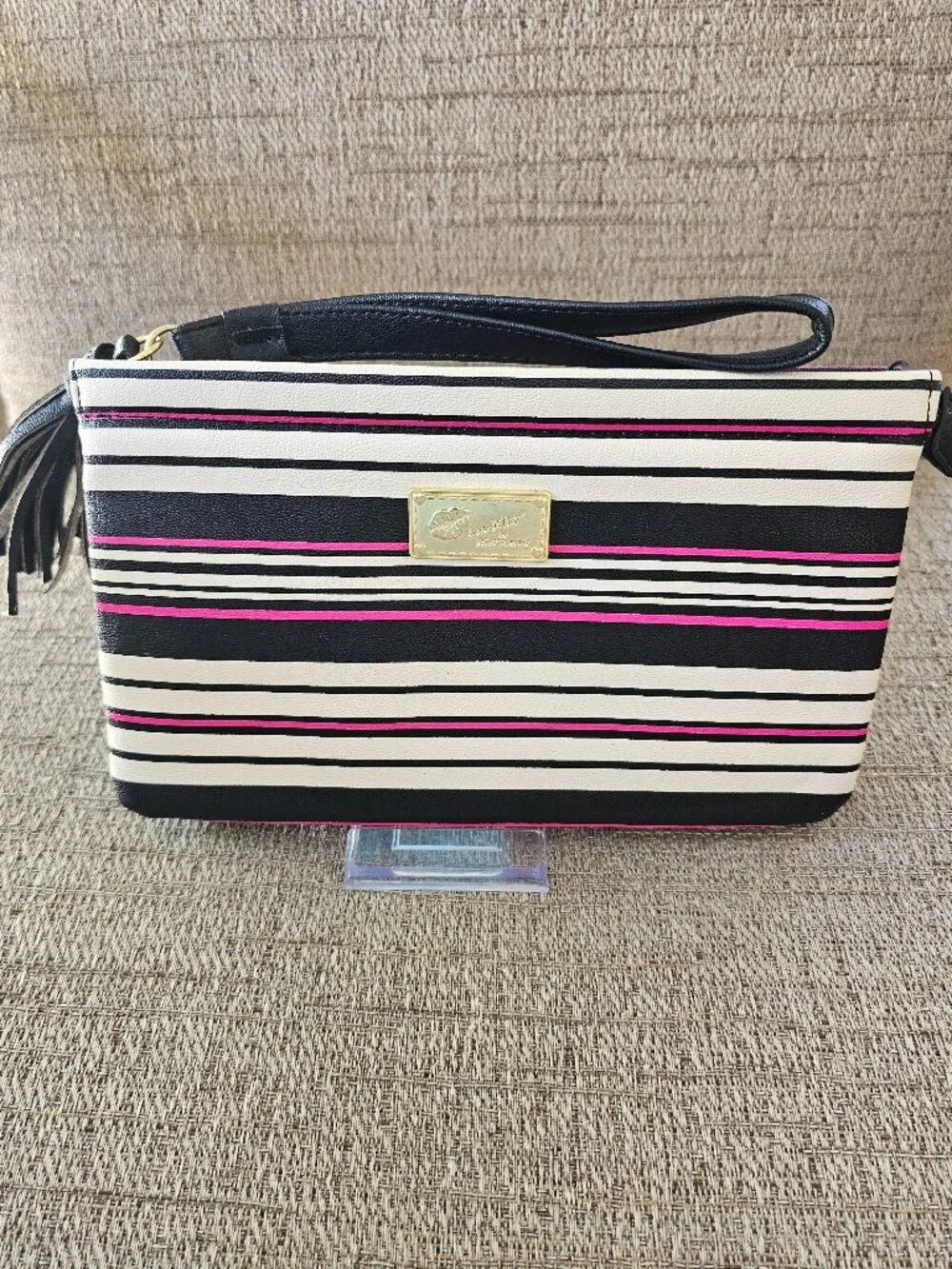 Luv Betsey by Betsey Johnson Striped Multi-Compartment Wristlet Clutch